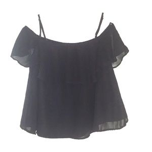 Off Shoulder Flowy Black Top